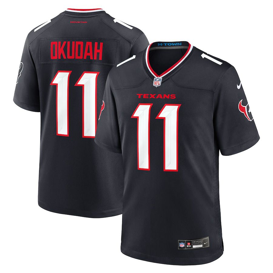 Men Houston Texans 11 Jeff Okudah Nike Navy Team Game NFL Jersey